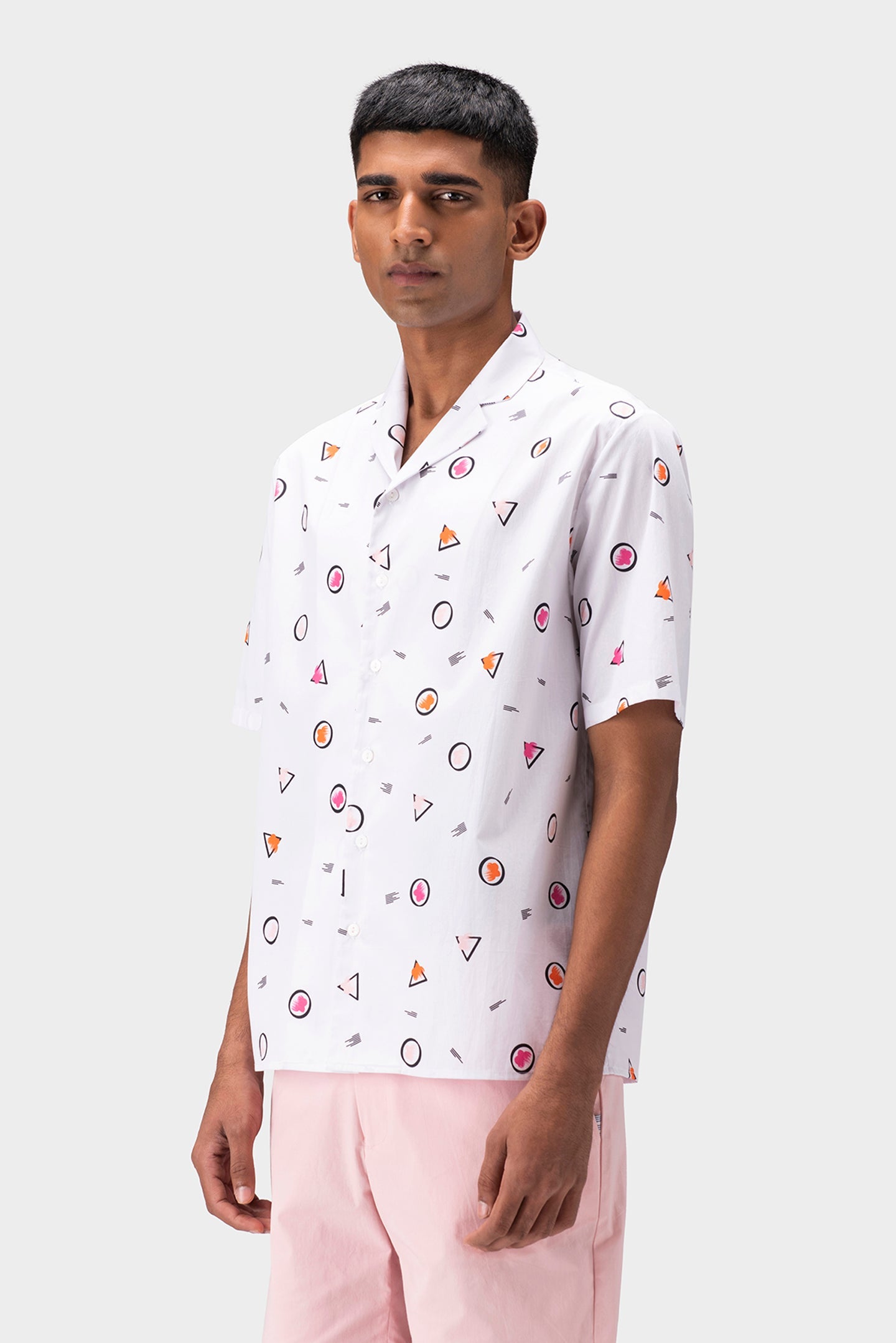 Floral Iconography Men Shirt With Cuban Collar