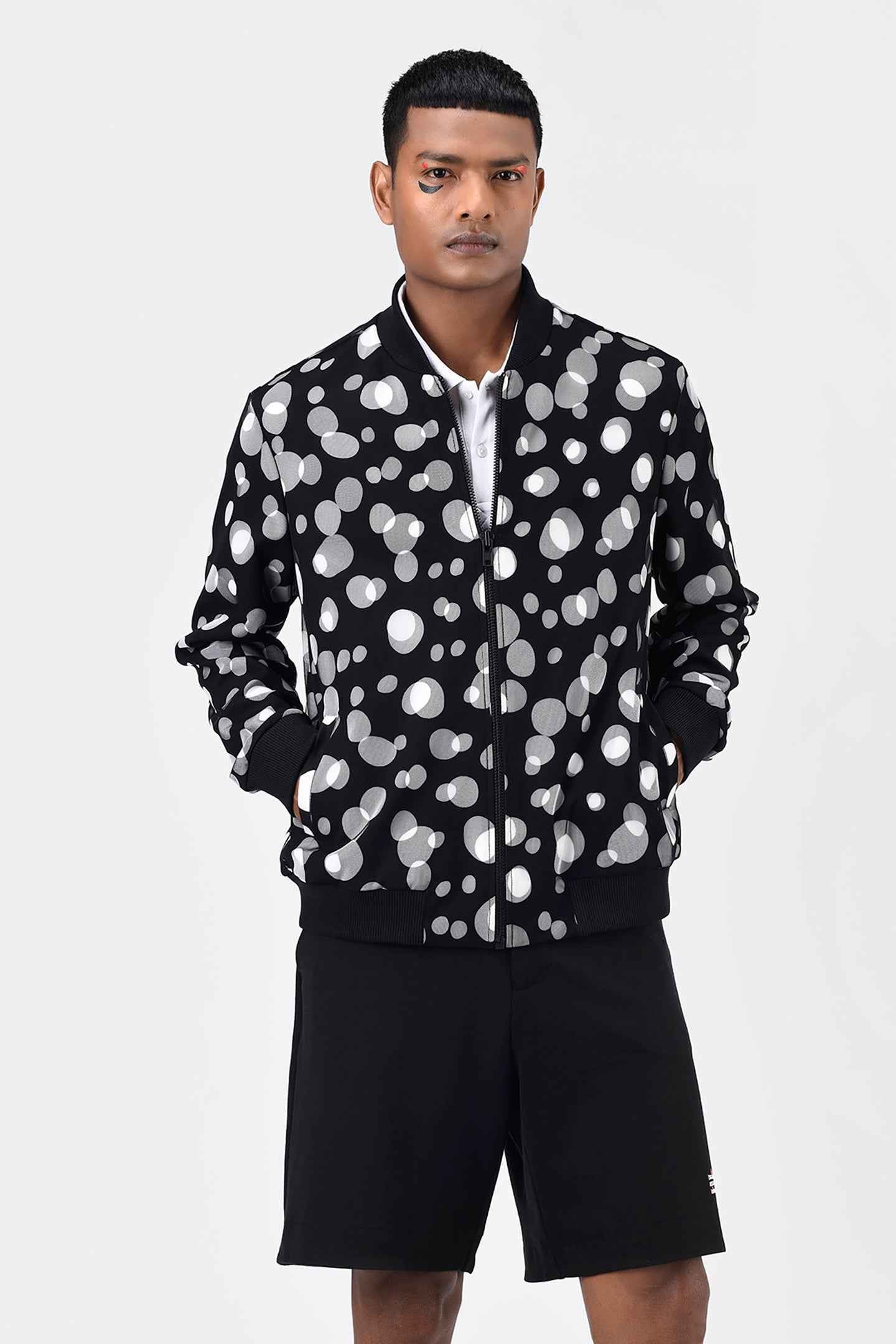 Polka Dot Tulle Men Bomber Jacket