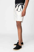 Shadow Print Linen Blend Shorts for Men