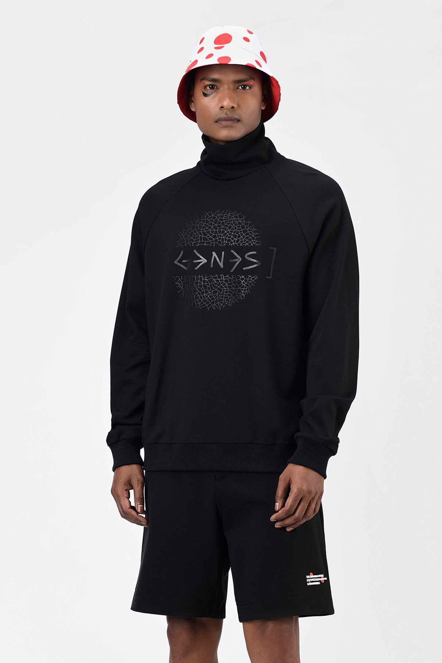 Typography Men Turtle Neck Sweatshirt