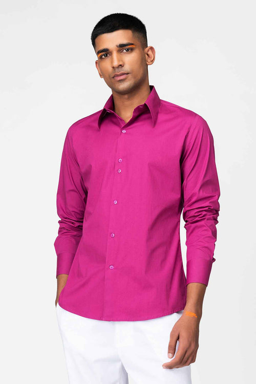 Bold Magenta Formal Shirt for Men