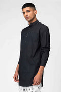 Classic Black Mandarin Collar Kurta for Men