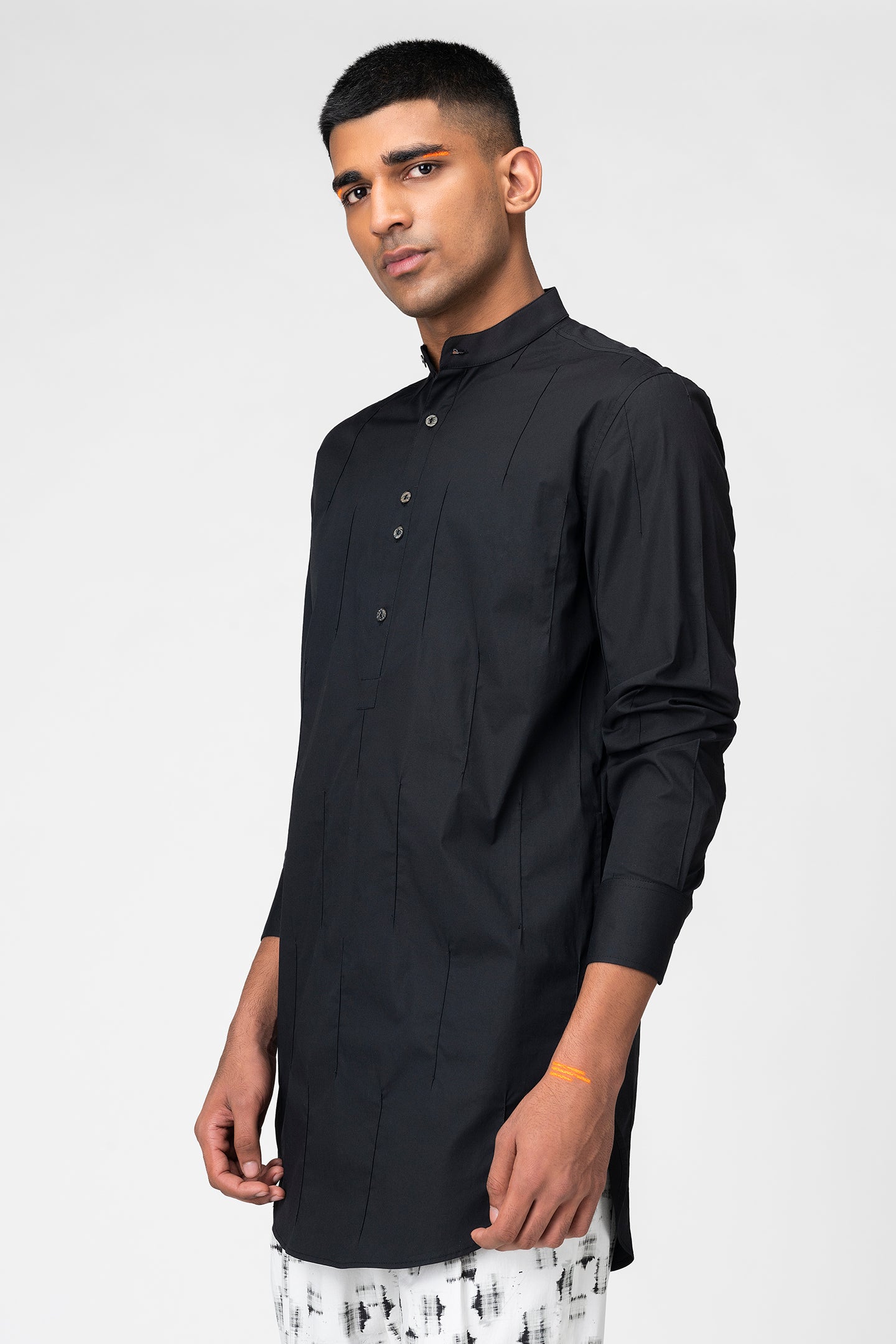 Classic Black Mandarin Collar Kurta for Men