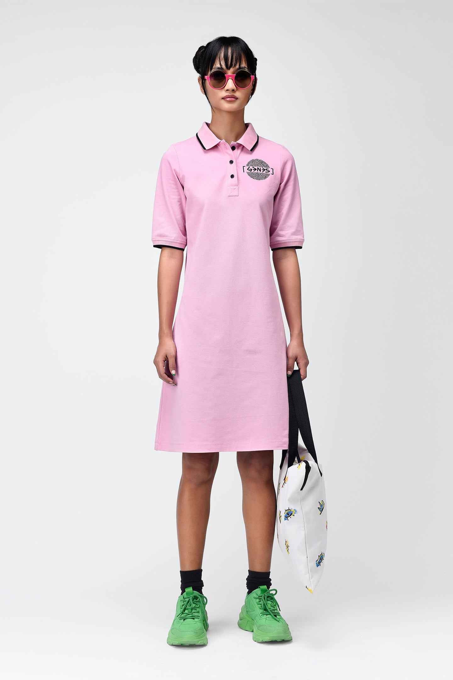 Bubblegum Pink Embroidered Polo Dress