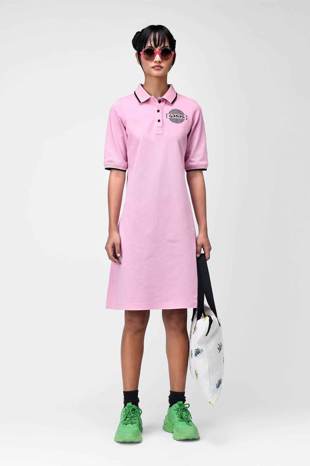 Bubblegum Pink Embroidered Polo Dress