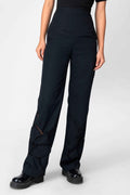 Black High-Waist Panelled Pants with Sheer Inserts