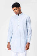 Light Blue Mandarin Collar Cotton Kurta