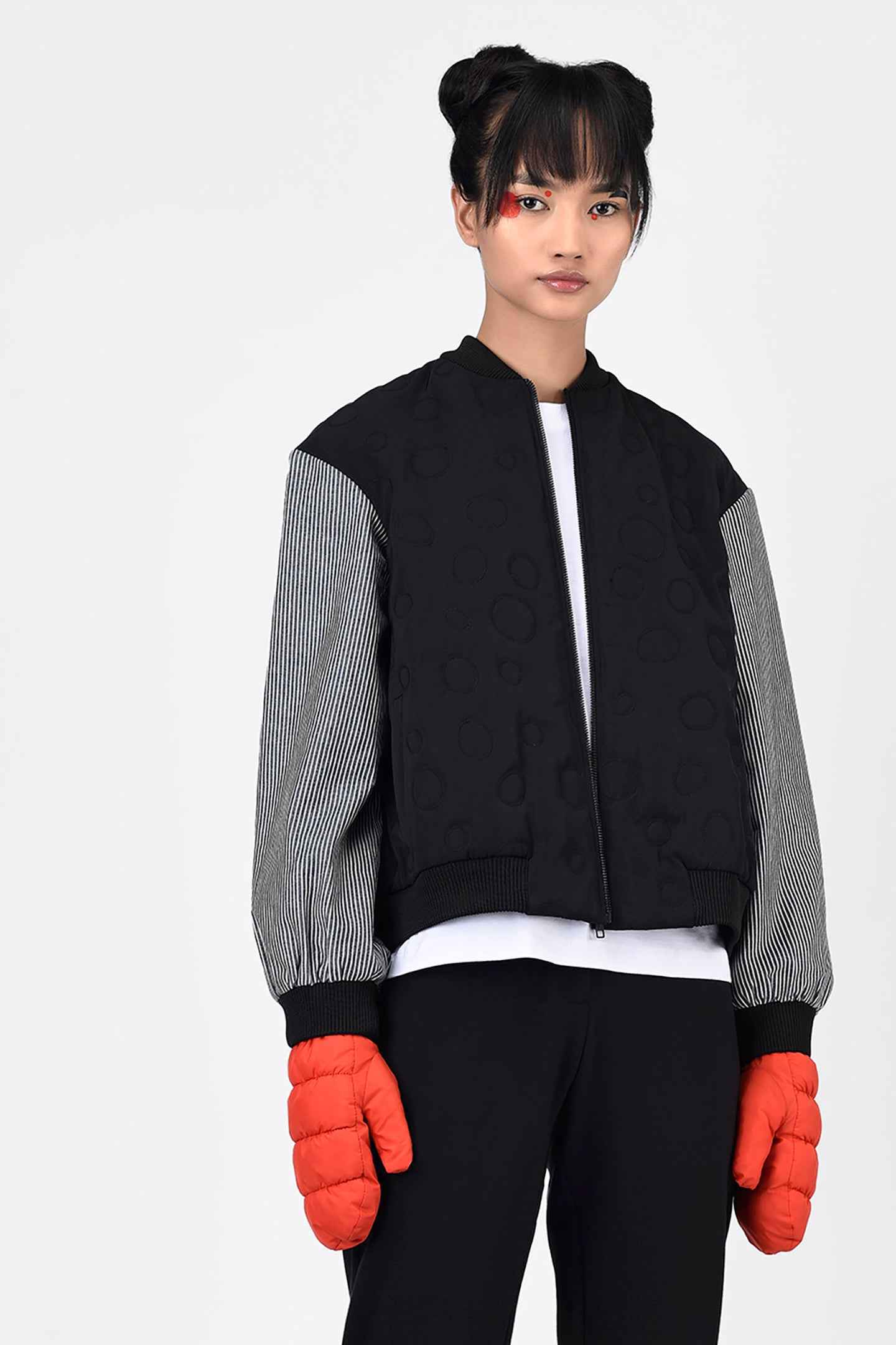 Quilted Women Bomber Jacket With Detachable Sling Bag