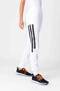 White Brushstroke Stripe Joggers for Women