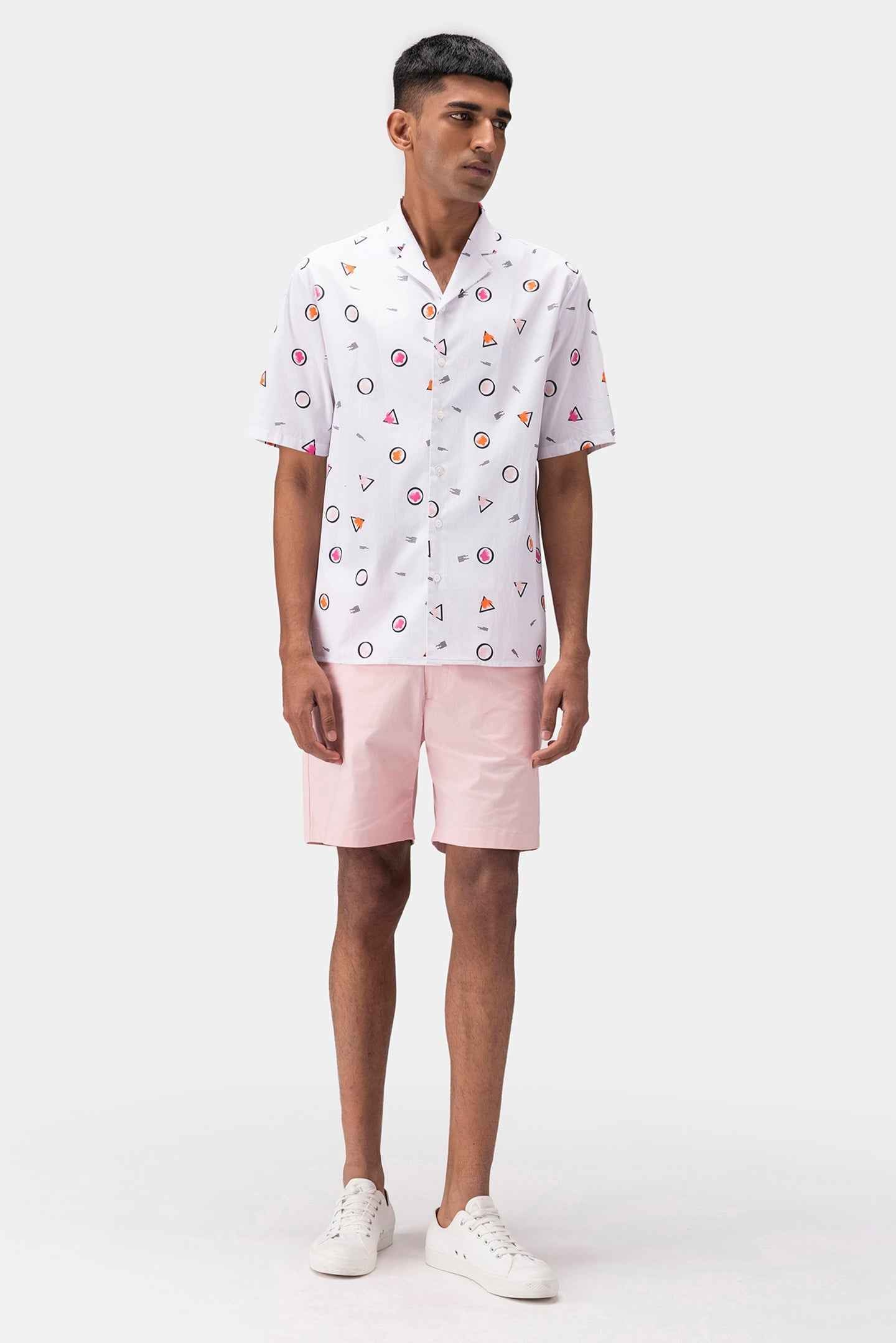 Floral Iconography Men Shirt With Cuban Collar