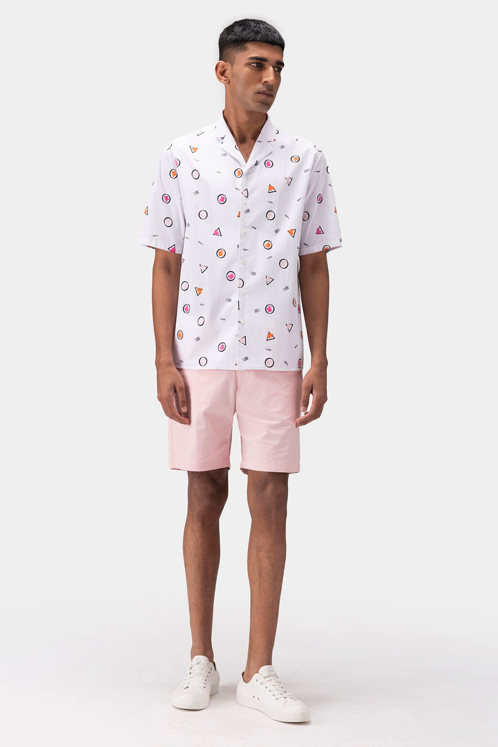 Floral Iconography Men Shirt With Cuban Collar