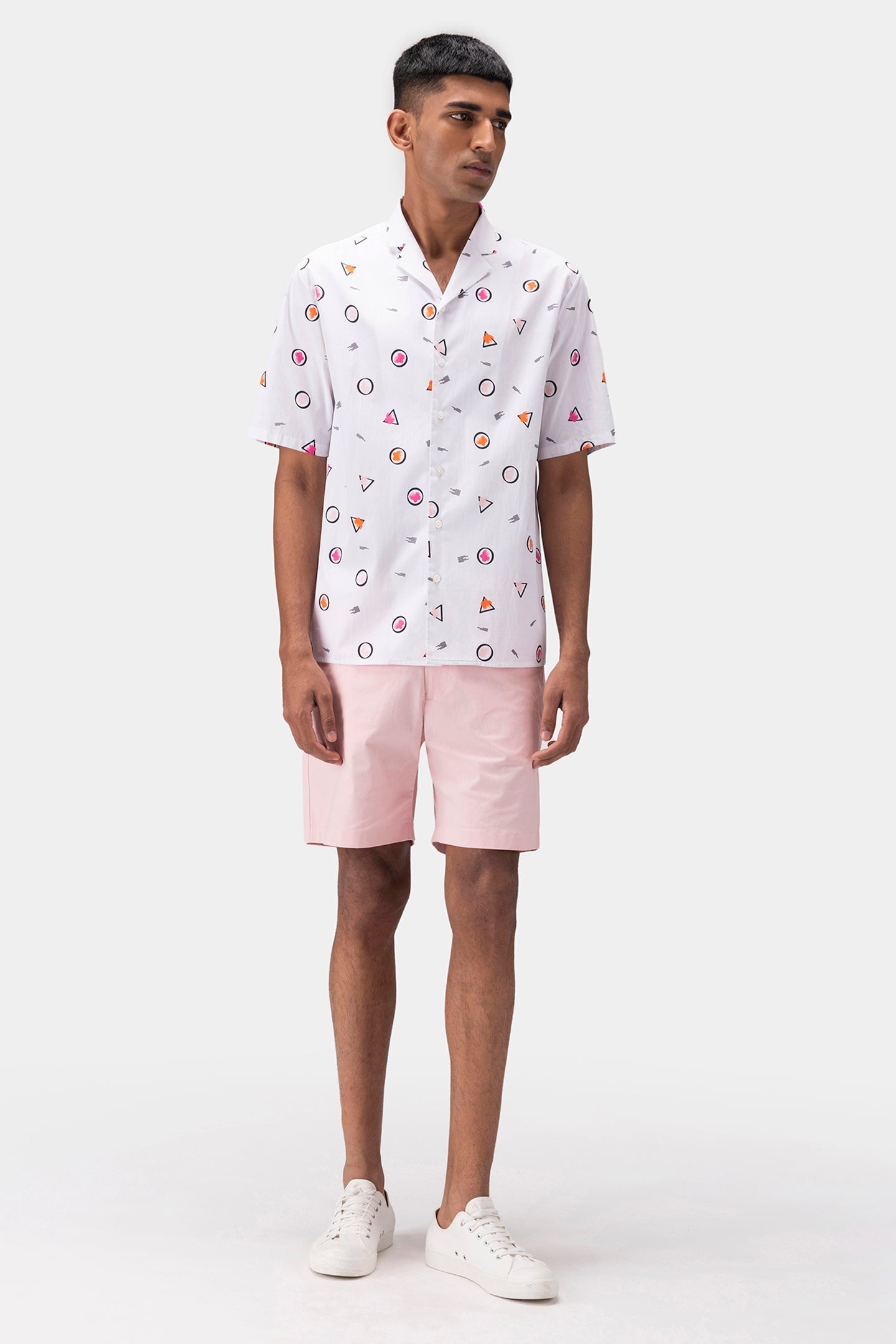 Floral Iconography Men Shirt With Cuban Collar