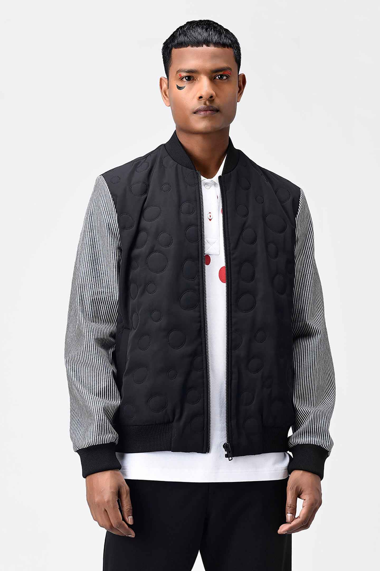 Quilted Men Bomber Jacket With Detachable Sling Bag