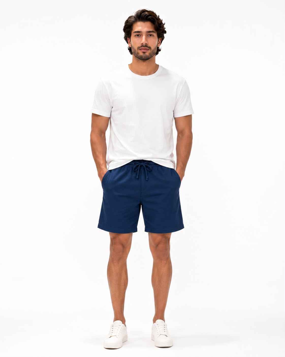 Joe Marzi Men's Linen Drawstring Shorts – Navy Blue
