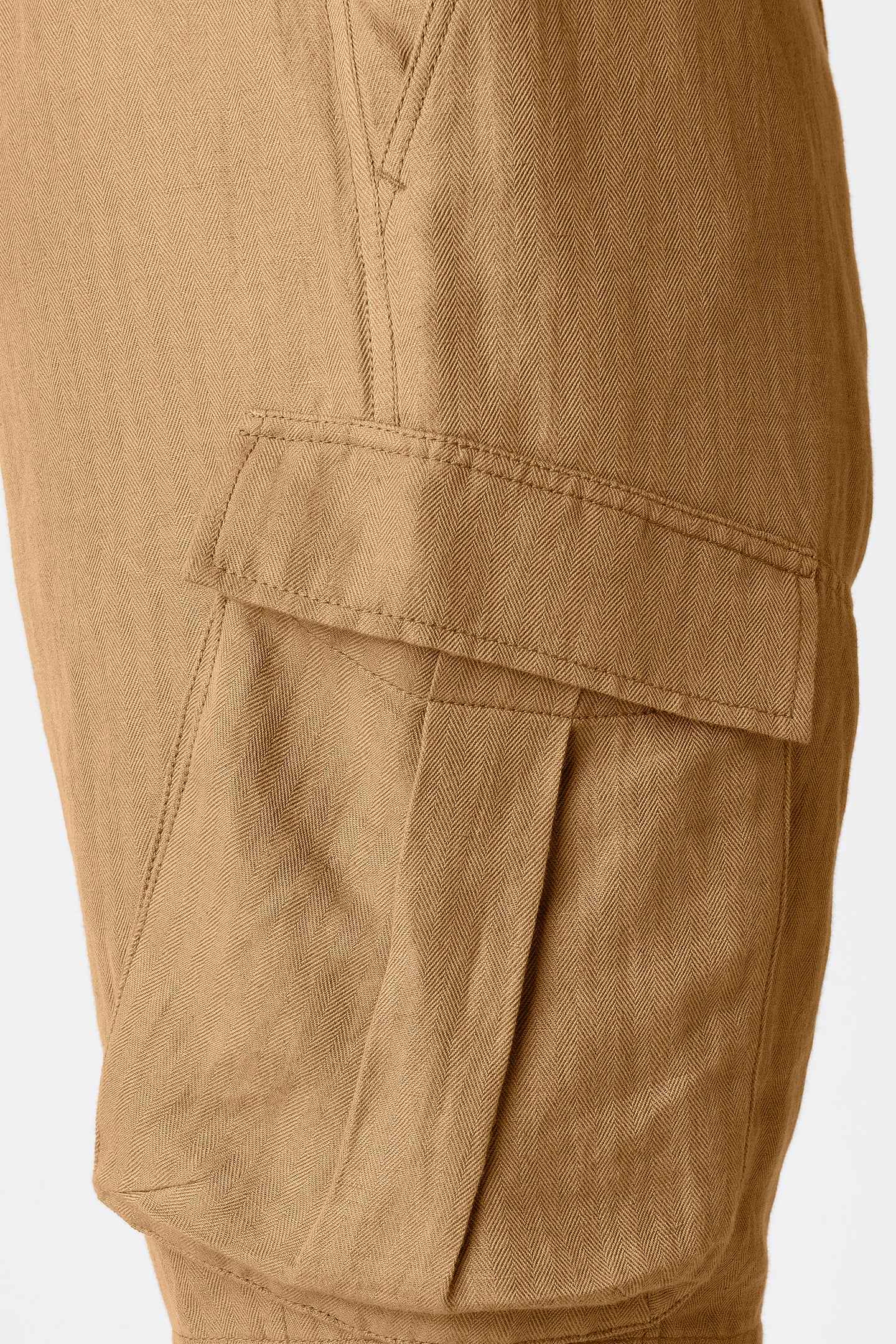 Brown Cotton-Linen Cargo Shorts for Men