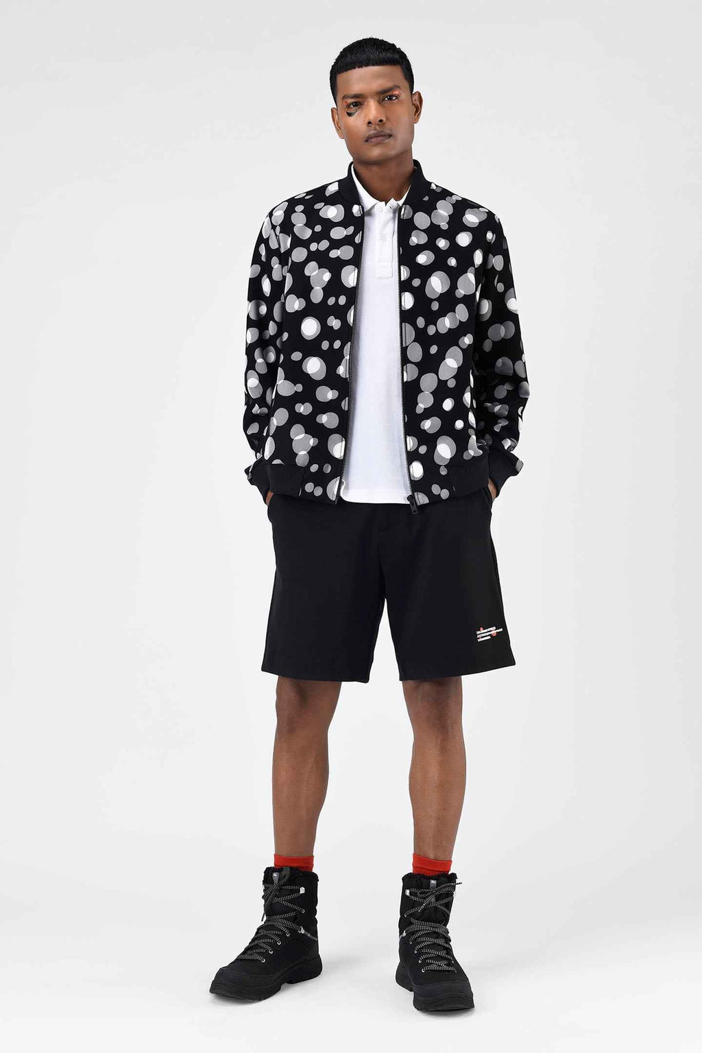 Polka Dot Tulle Men Bomber Jacket