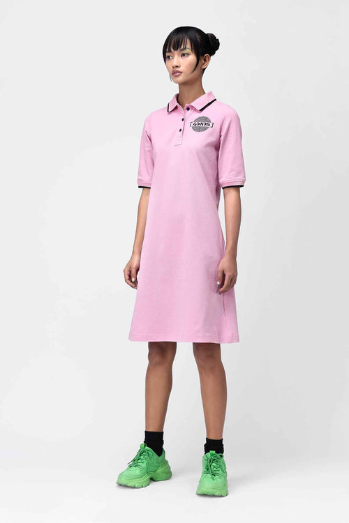 Bubblegum Pink Embroidered Polo Dress