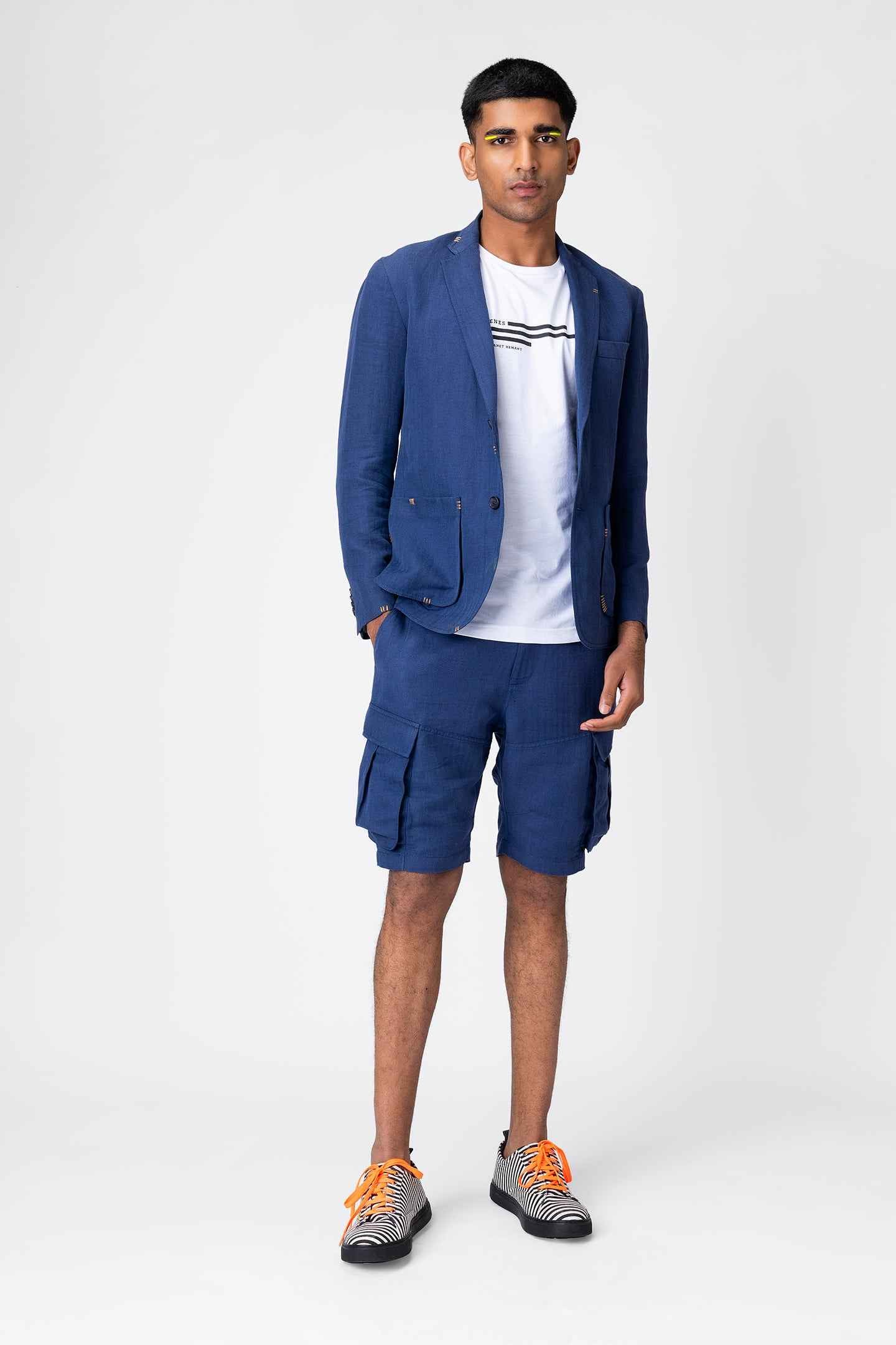 Navy Blue Cargo Utility Shorts for Men