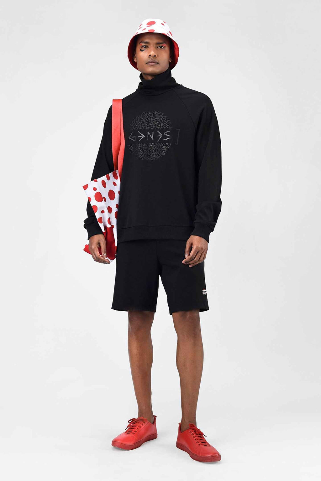 Typography Men Turtle Neck Sweatshirt