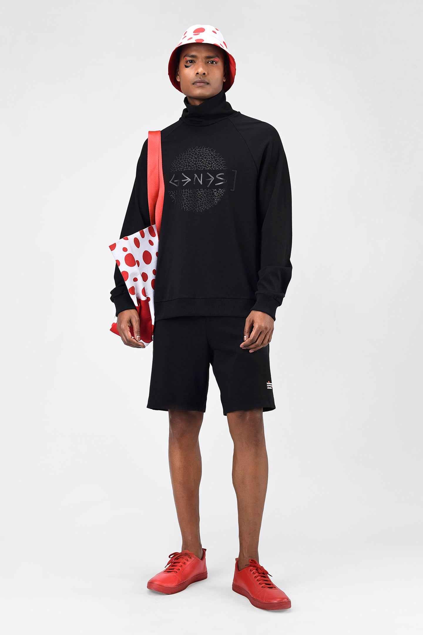 Typography Men Turtle Neck Sweatshirt