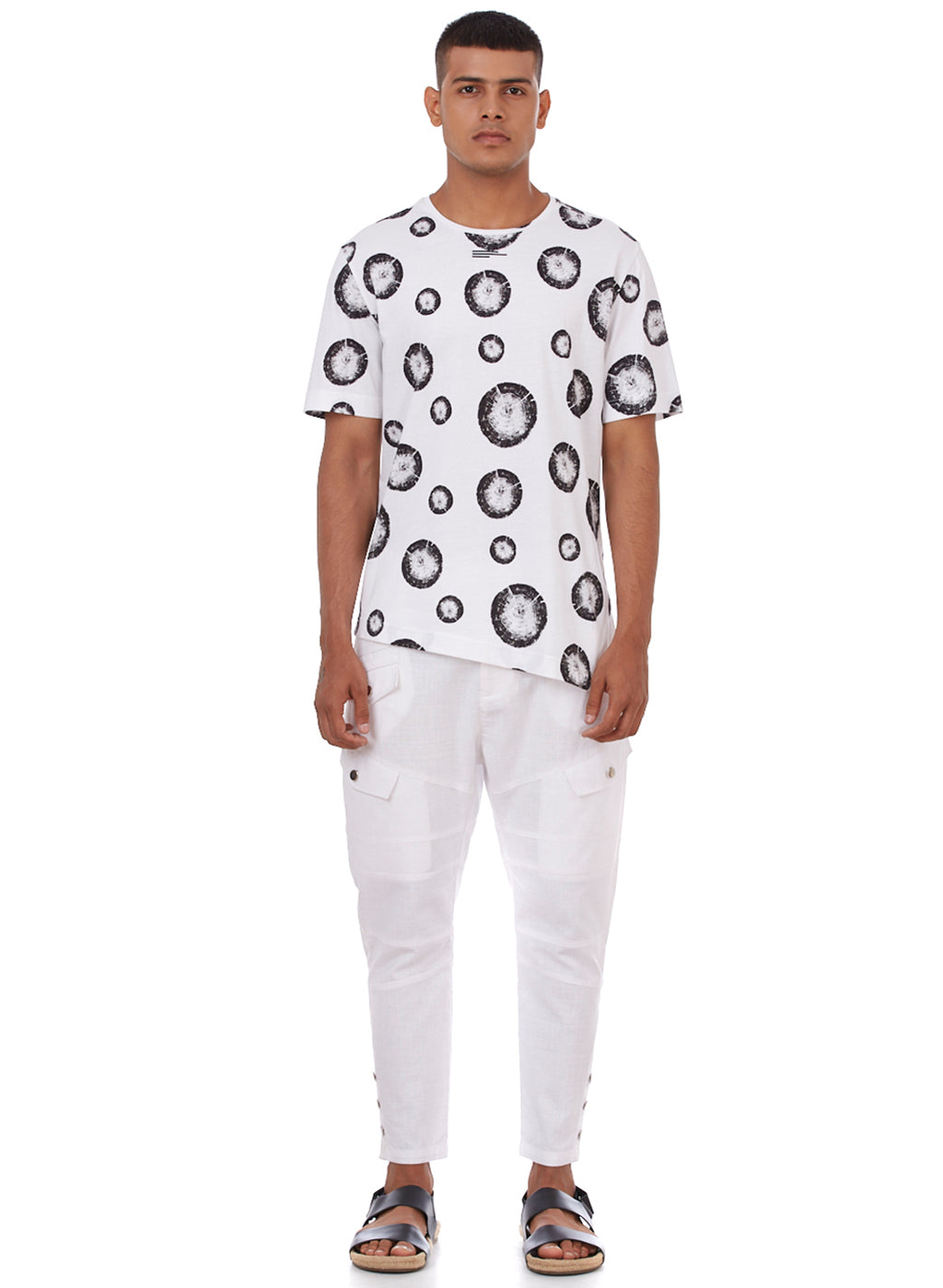 White Graphic Dot Print T-Shirt