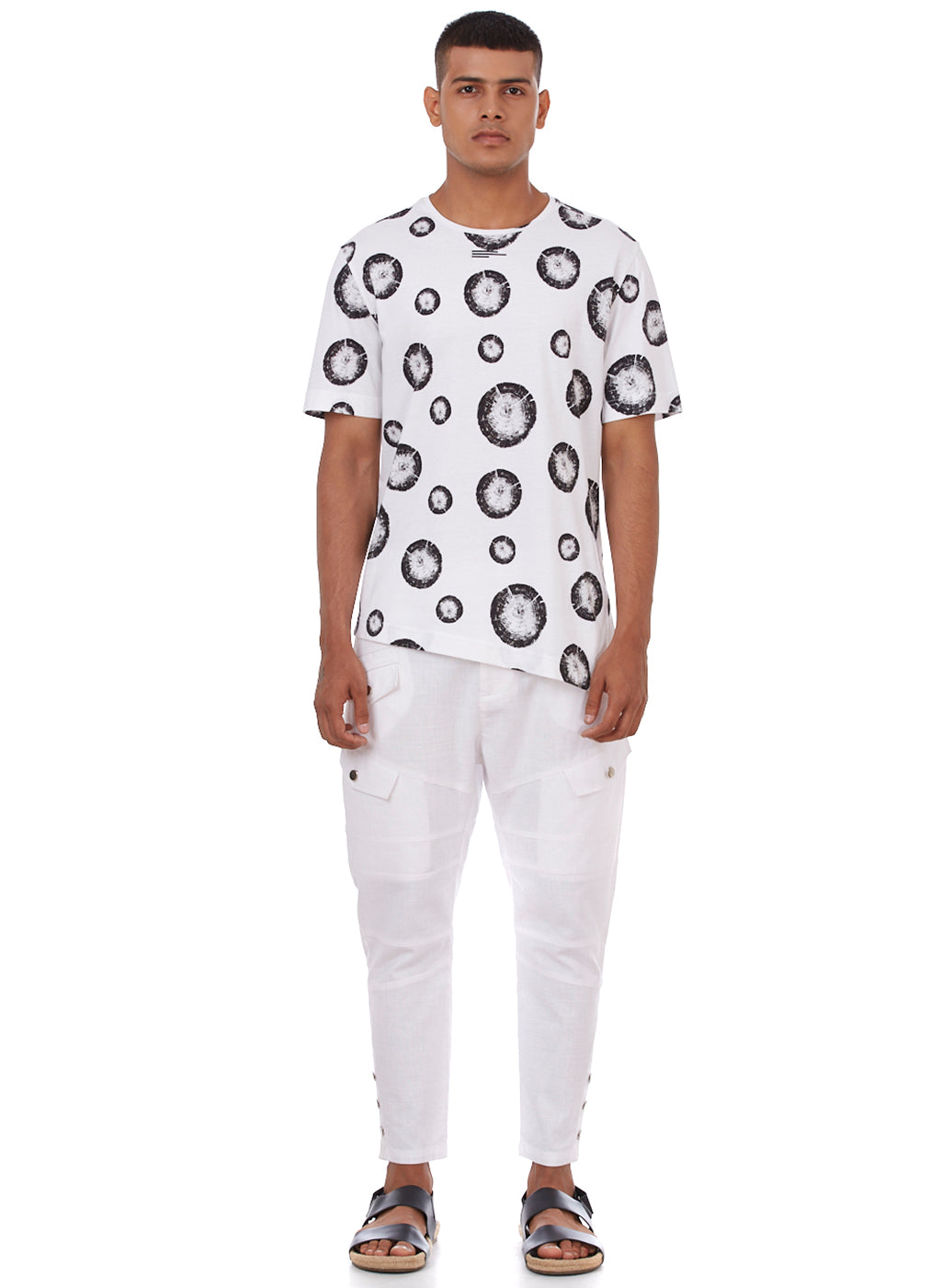 White Graphic Dot Print T-Shirt