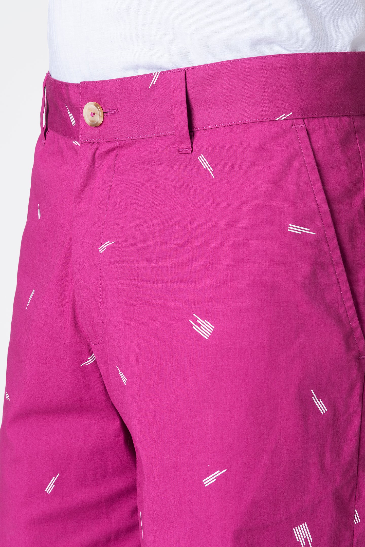 Magenta Printed Casual Shorts for Men