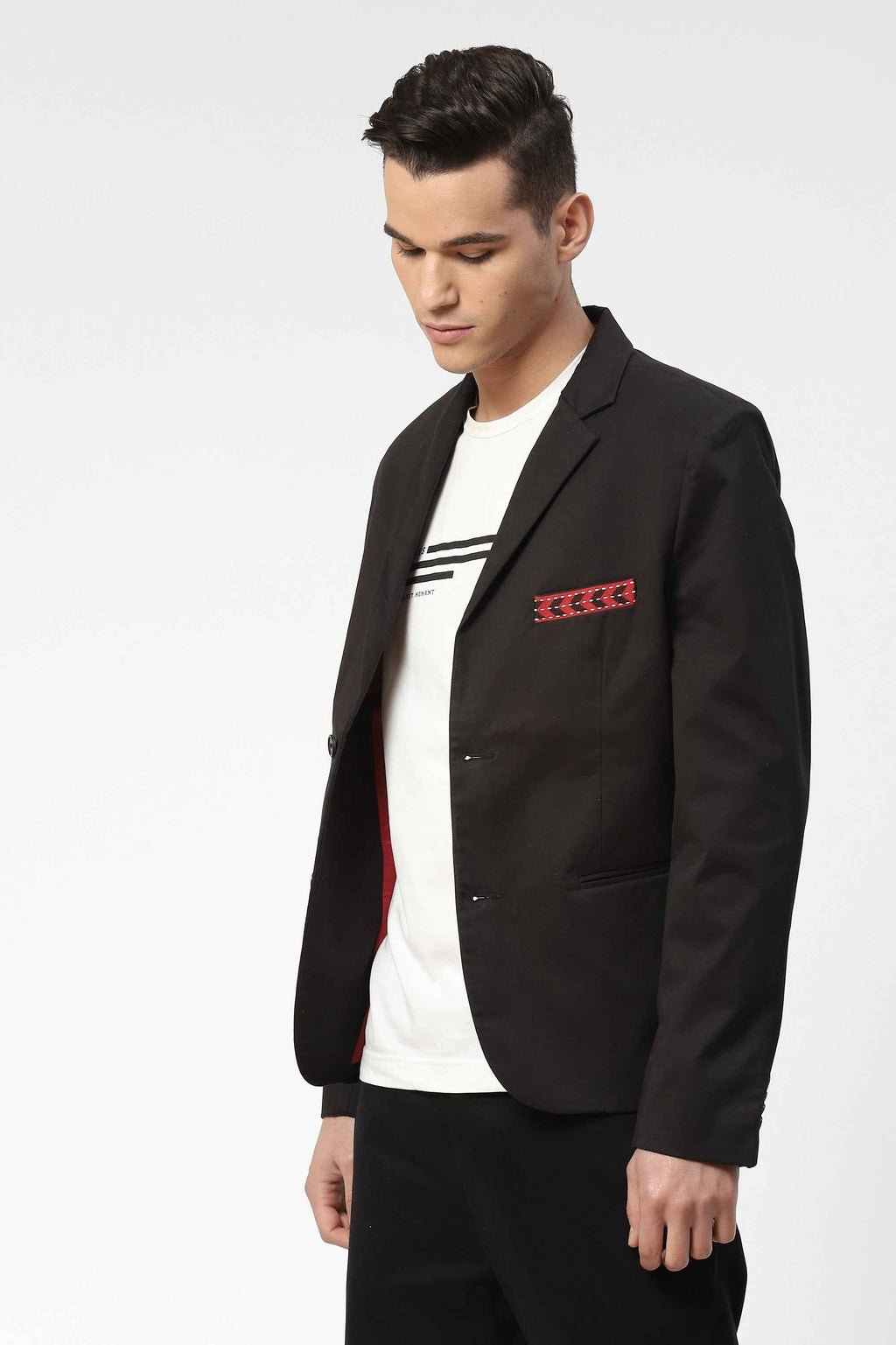 Classic Men Blazer with Contrast Pocket Detail