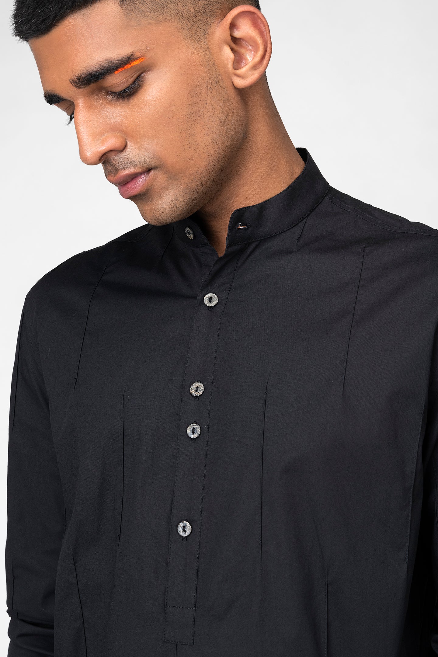 Classic Black Mandarin Collar Kurta for Men