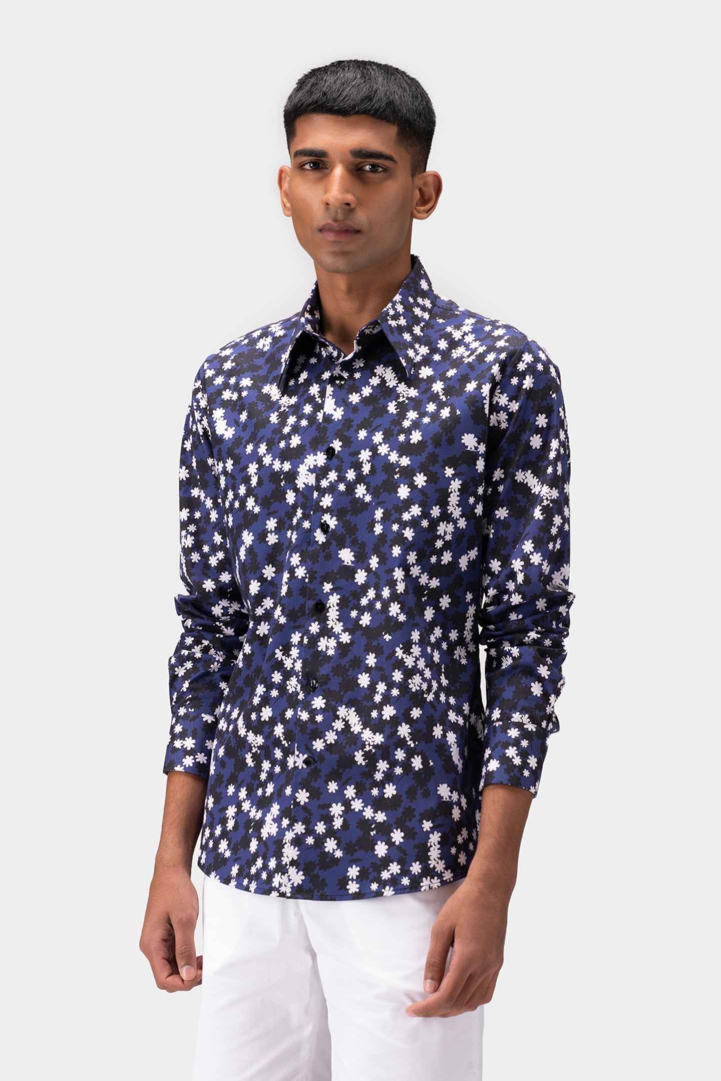 Floral Collage Men Cotton Shirt