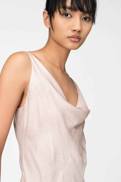 Blush Nude Cowl Neck Midi Slip Dress