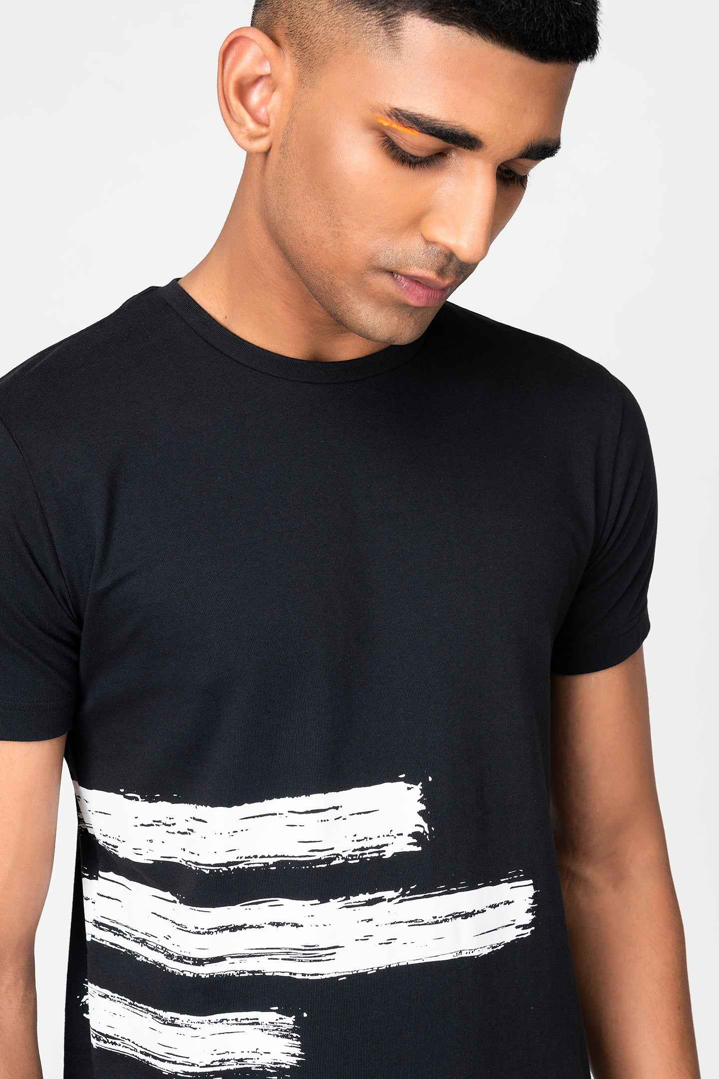 Black Brushstroke Graphic T-Shirt for Men