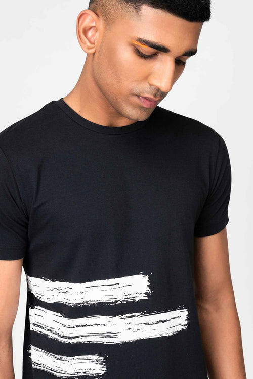 Black Brushstroke Graphic T-Shirt for Men