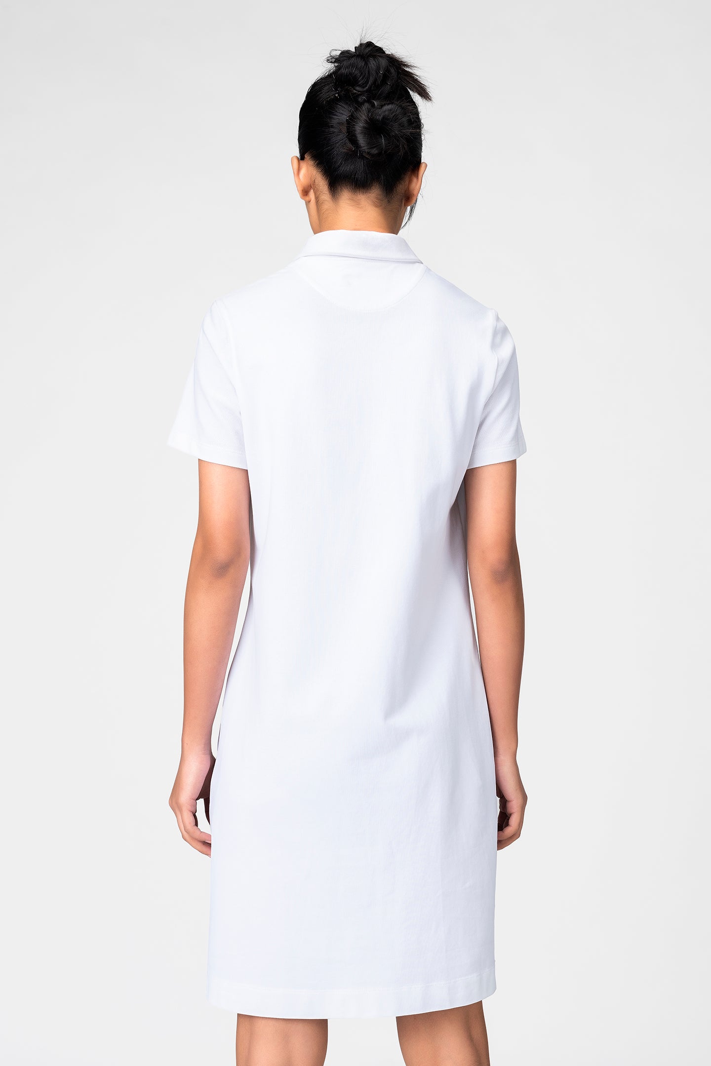 White Embroidered Polo Shirt Dress for Women