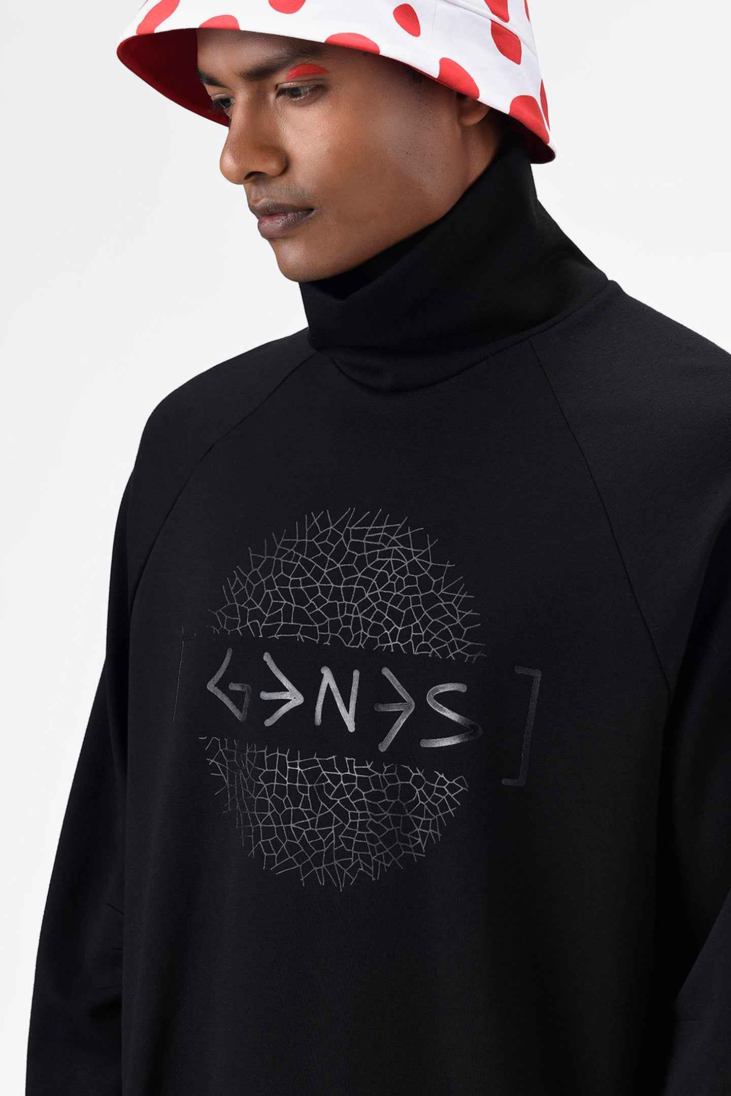 Typography Men Turtle Neck Sweatshirt