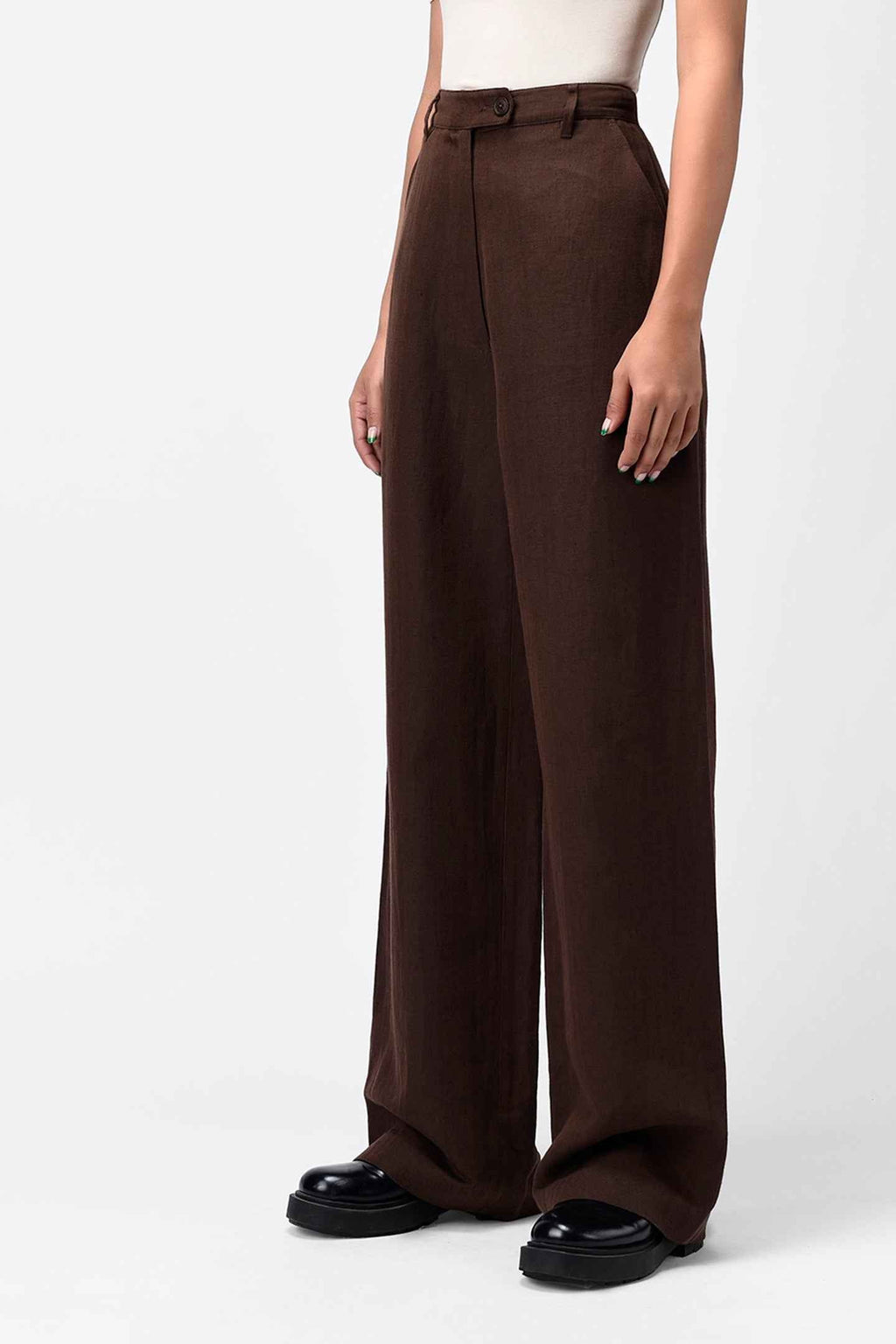 Umber Brown Women Linen Trousers
