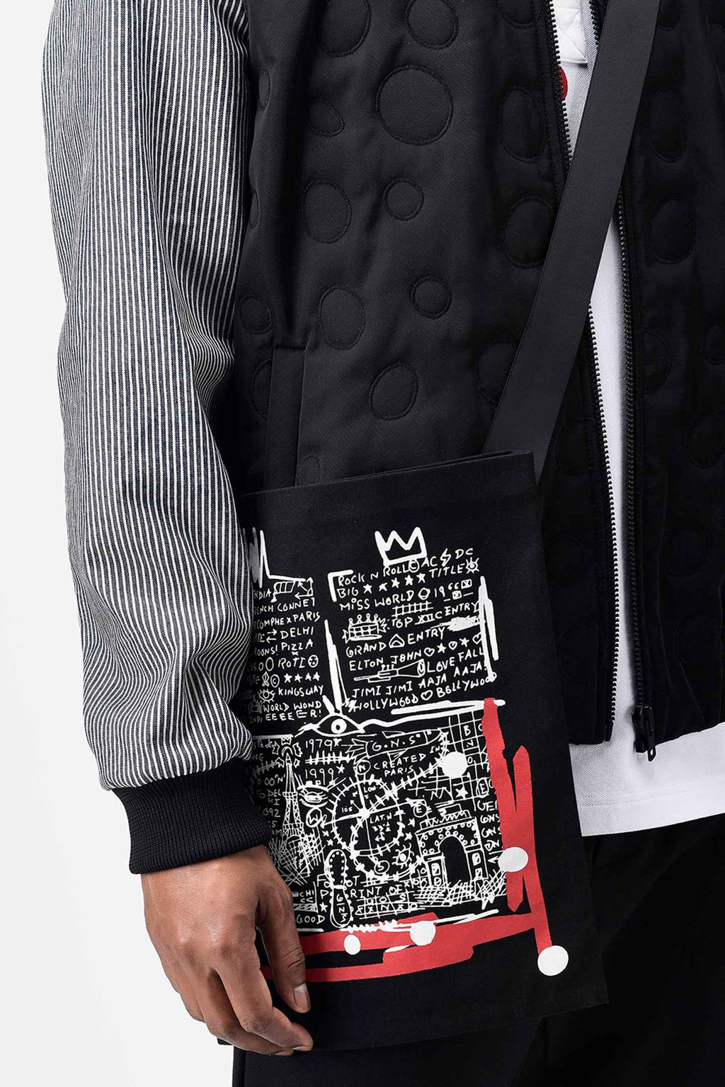 Quilted Men Bomber Jacket With Detachable Sling Bag