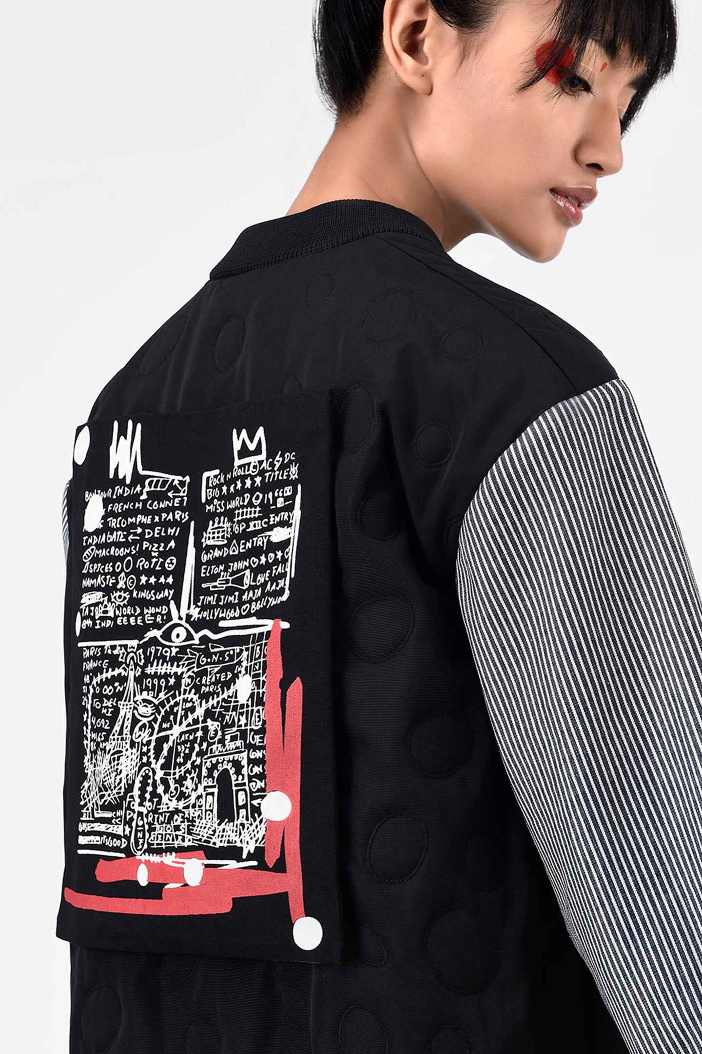 Quilted Women Bomber Jacket With Detachable Sling Bag