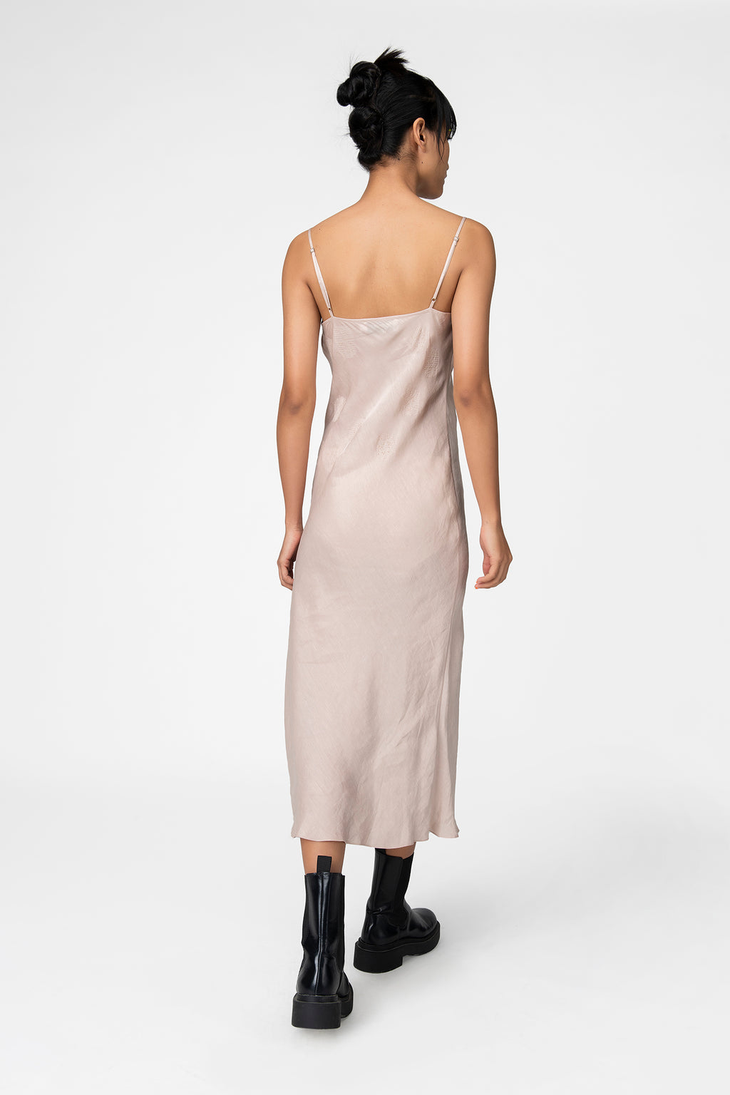 Blush Nude Cowl Neck Midi Slip Dress