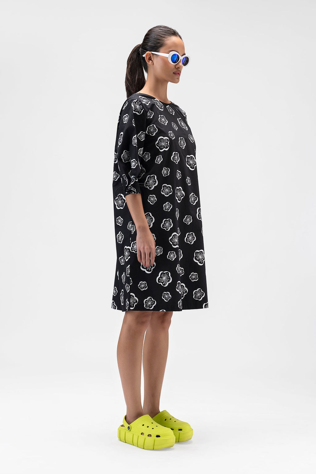 Printed Dress With Box Pleats