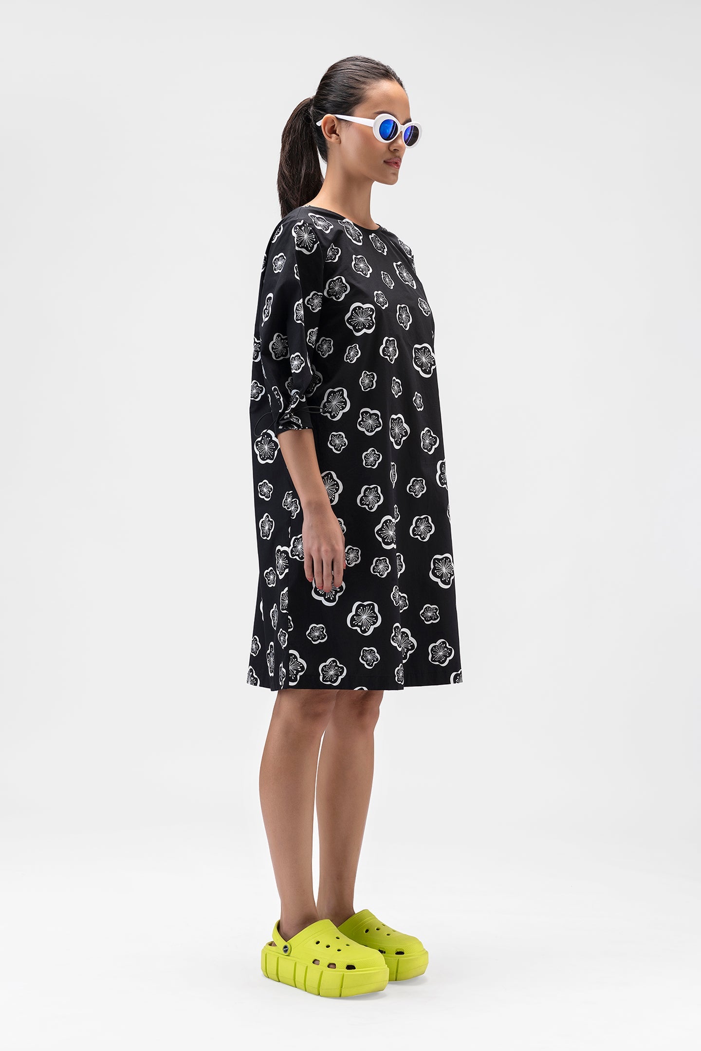 Printed Dress With Box Pleats