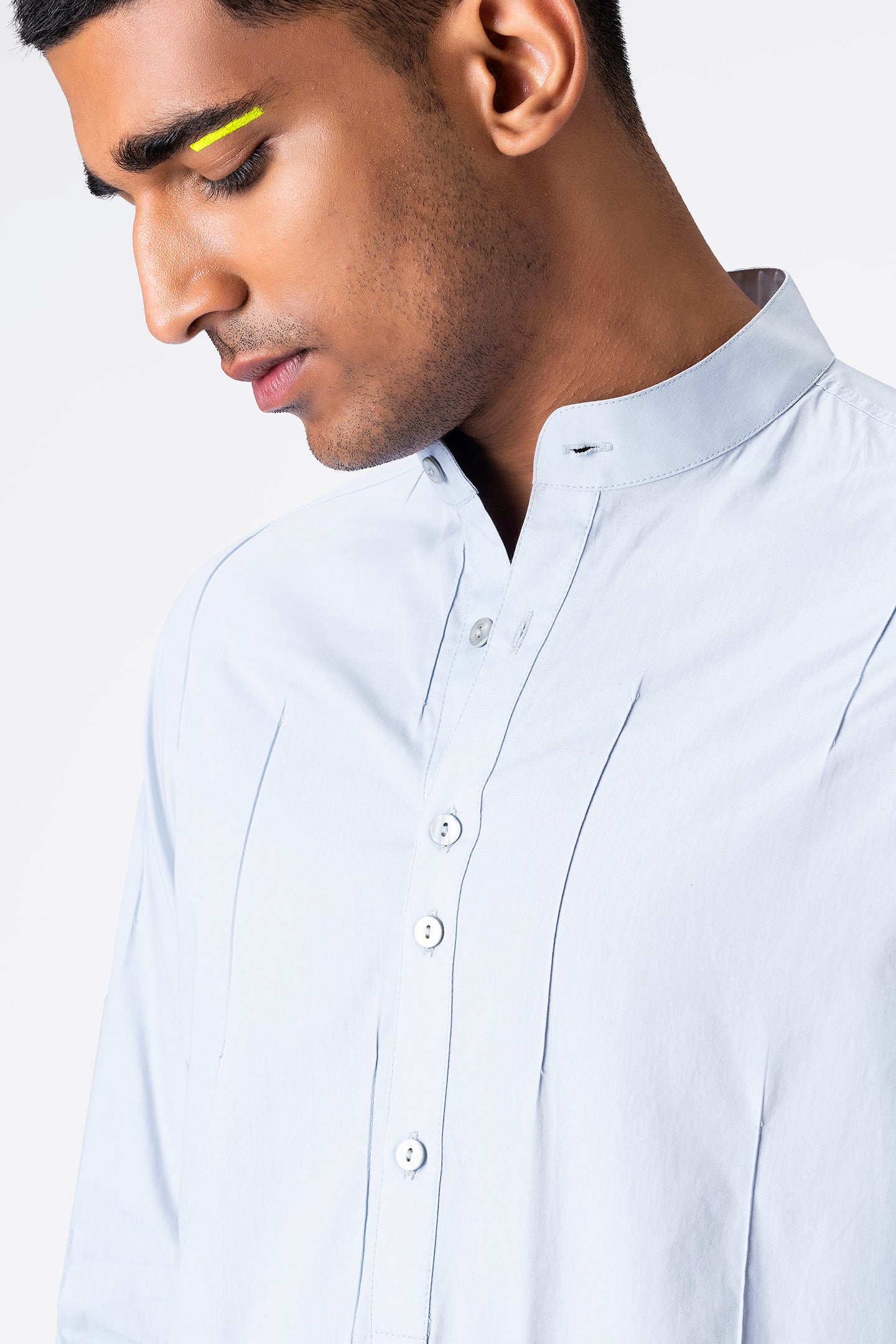Light Blue Mandarin Collar Cotton Kurta