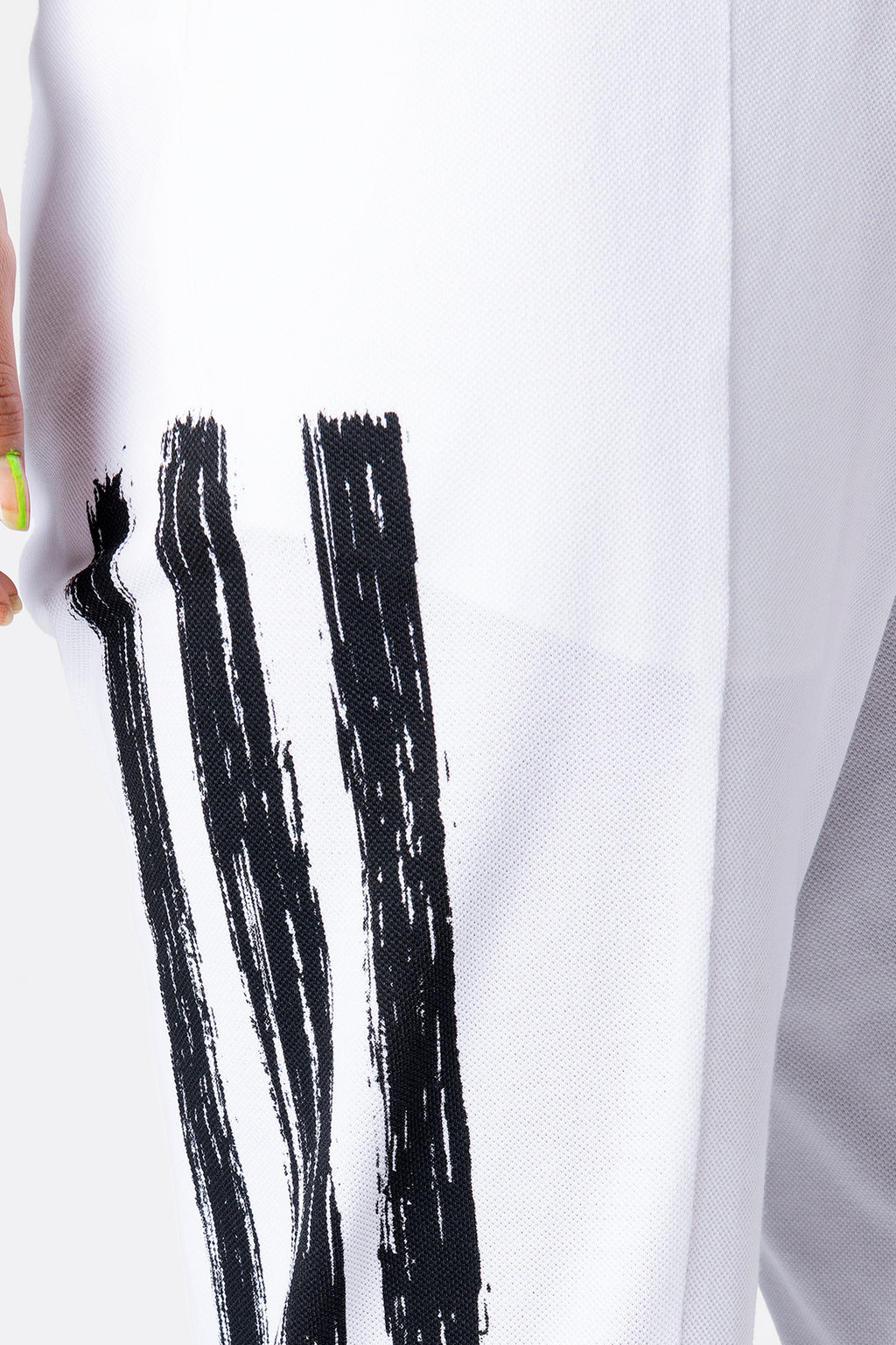 White Brushstroke Stripe Joggers for Women