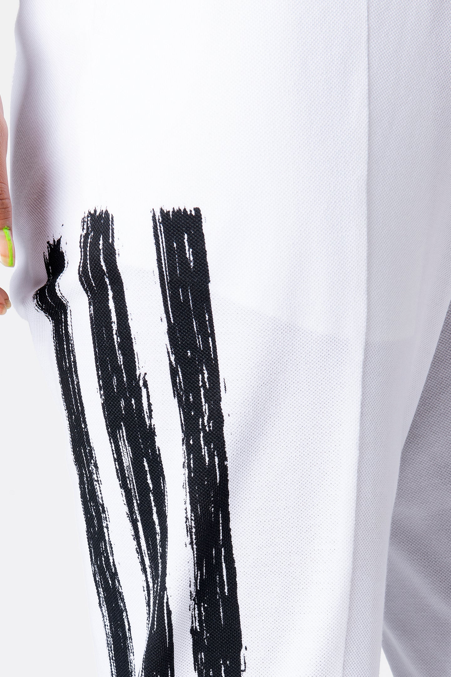White Brushstroke Stripe Joggers for Women