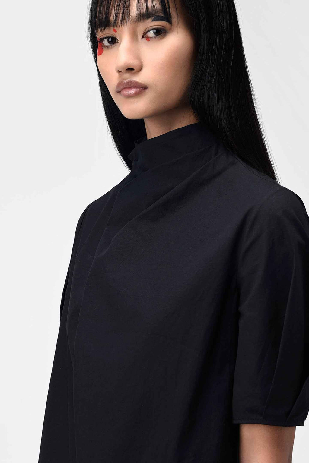 Draped Dress With High Neck