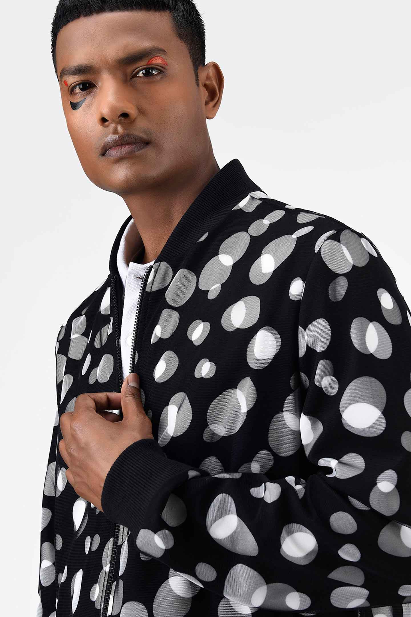 Polka Dot Tulle Men Bomber Jacket