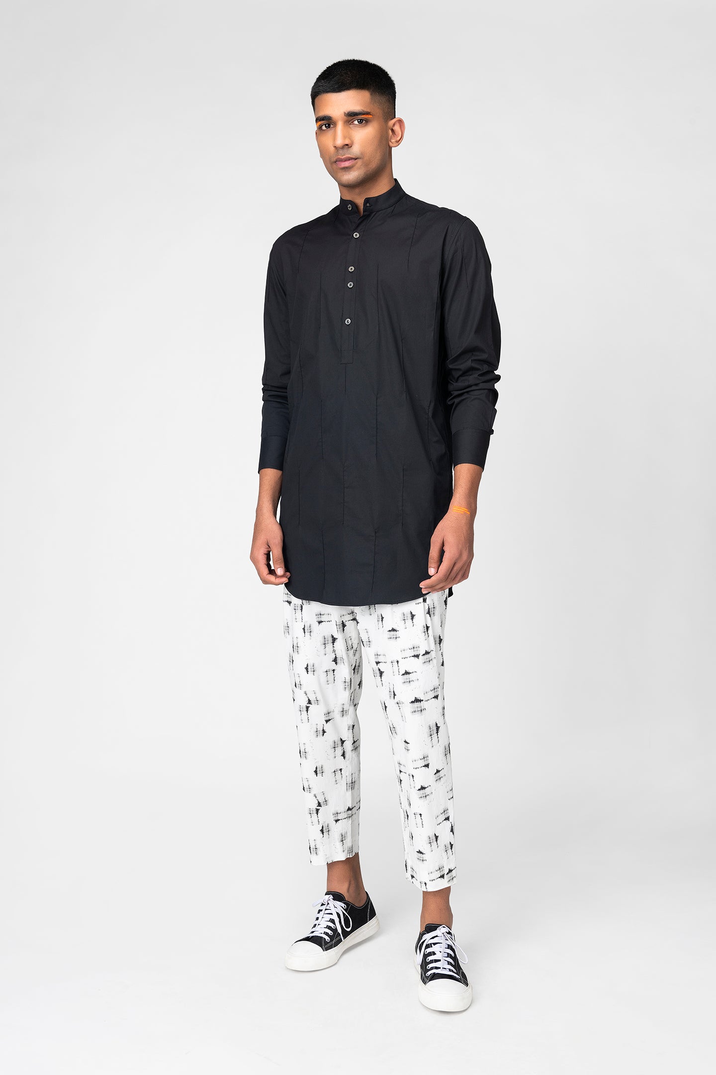 Classic Black Mandarin Collar Kurta for Men
