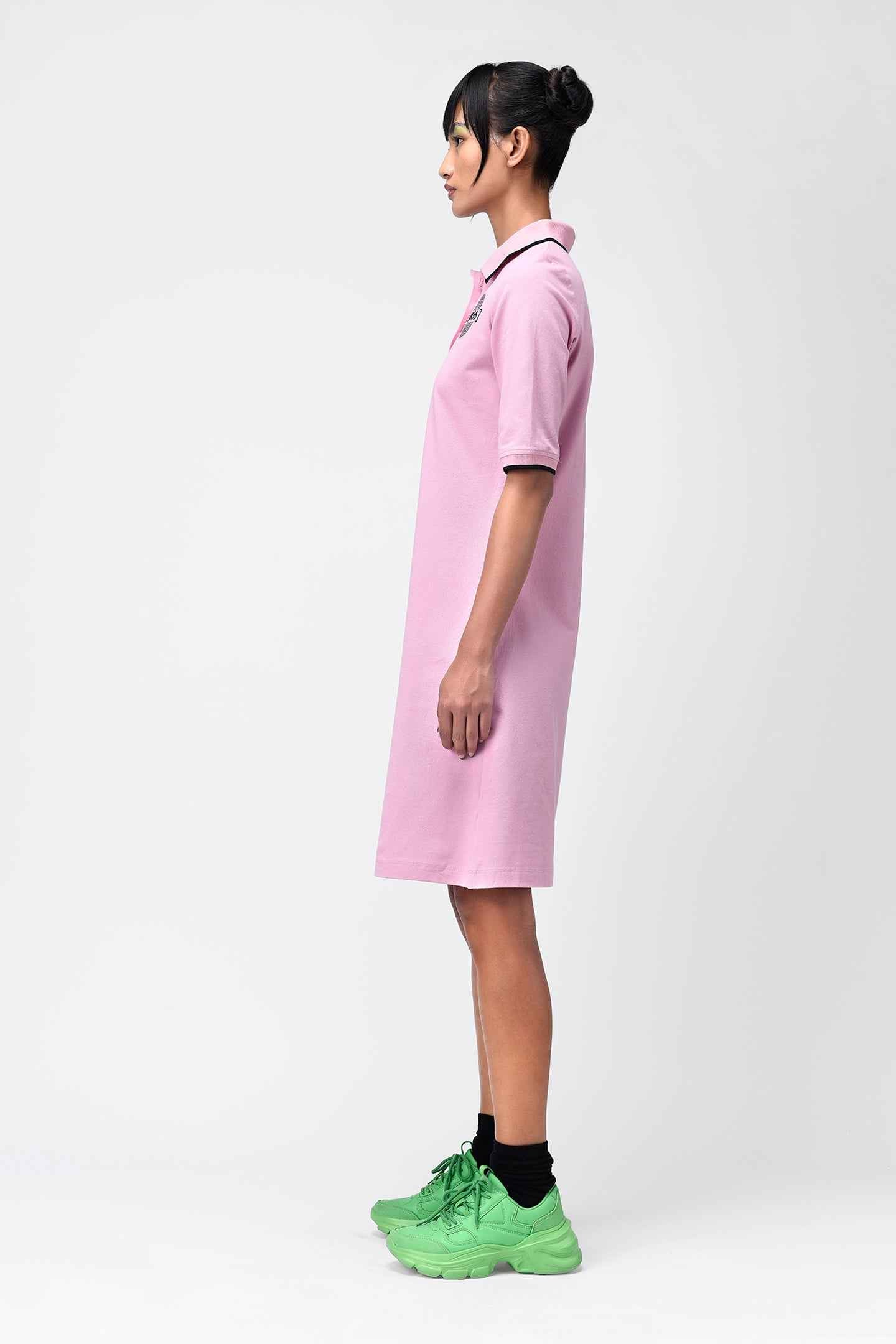 Bubblegum Pink Embroidered Polo Dress