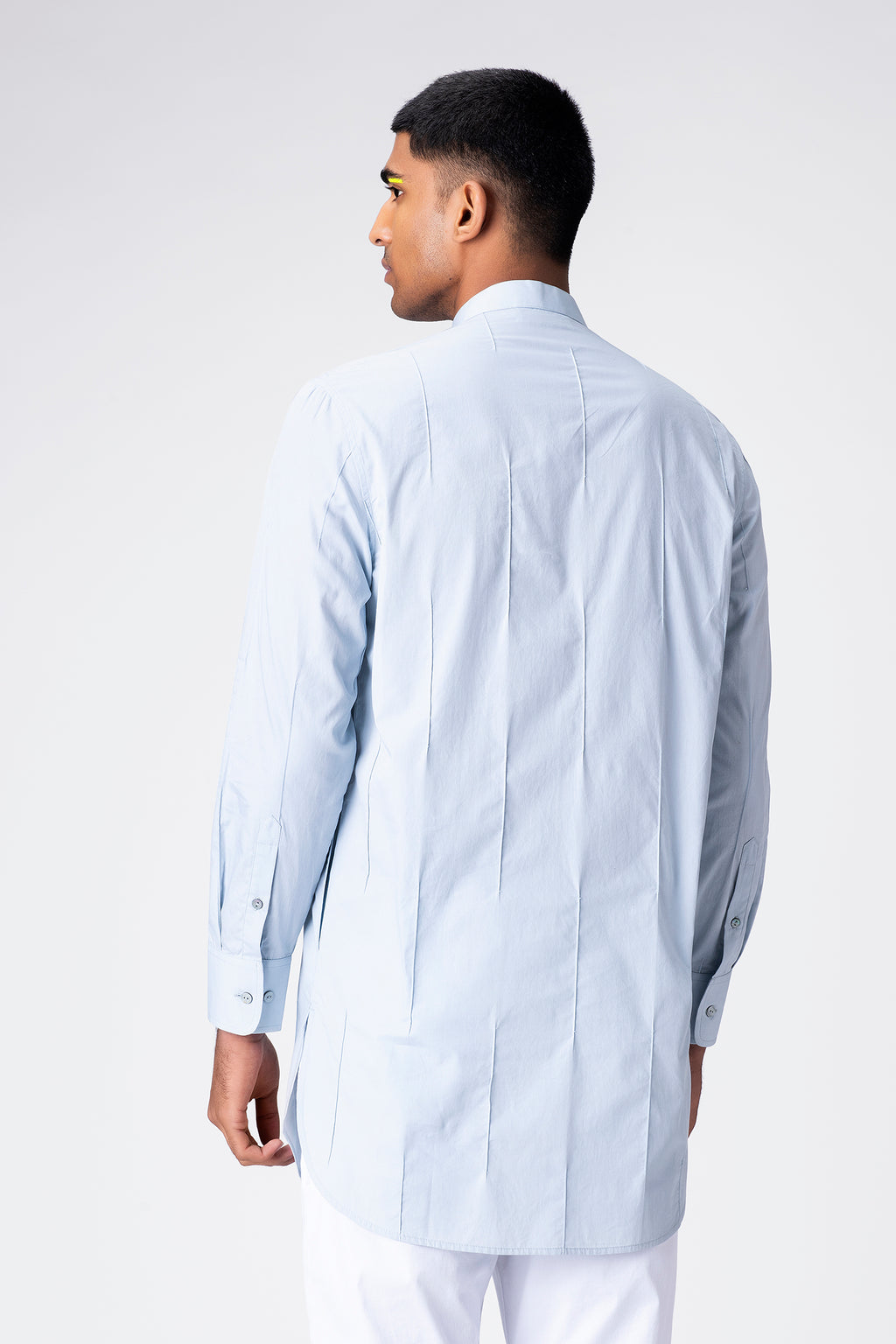 Light Blue Mandarin Collar Cotton Kurta