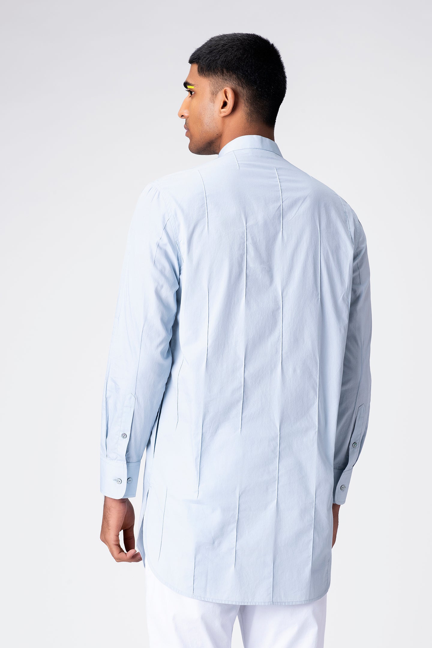 Light Blue Mandarin Collar Cotton Kurta